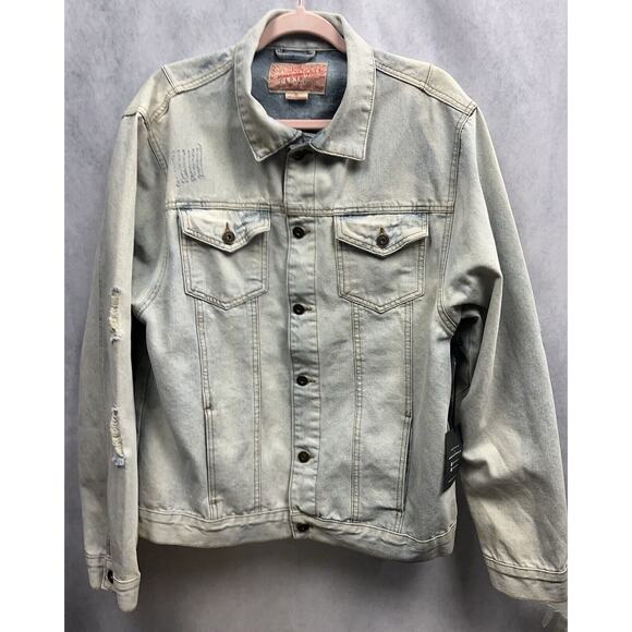 Brooklyn Cloth Mens Trucker Jeans Men Jacket Size XL Faded Acid Wash Distressed - Picture 7 of 15